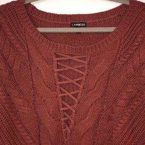 New express sweater with lace up front